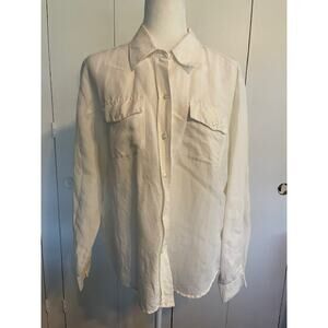Emma James Size Large White Button Front Shirt